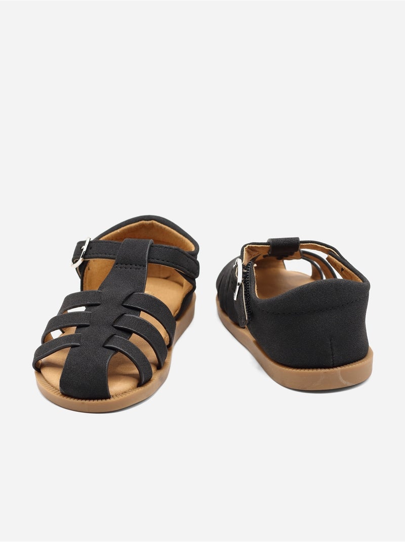 Sandalen met klittenband Zwart - Kiabi