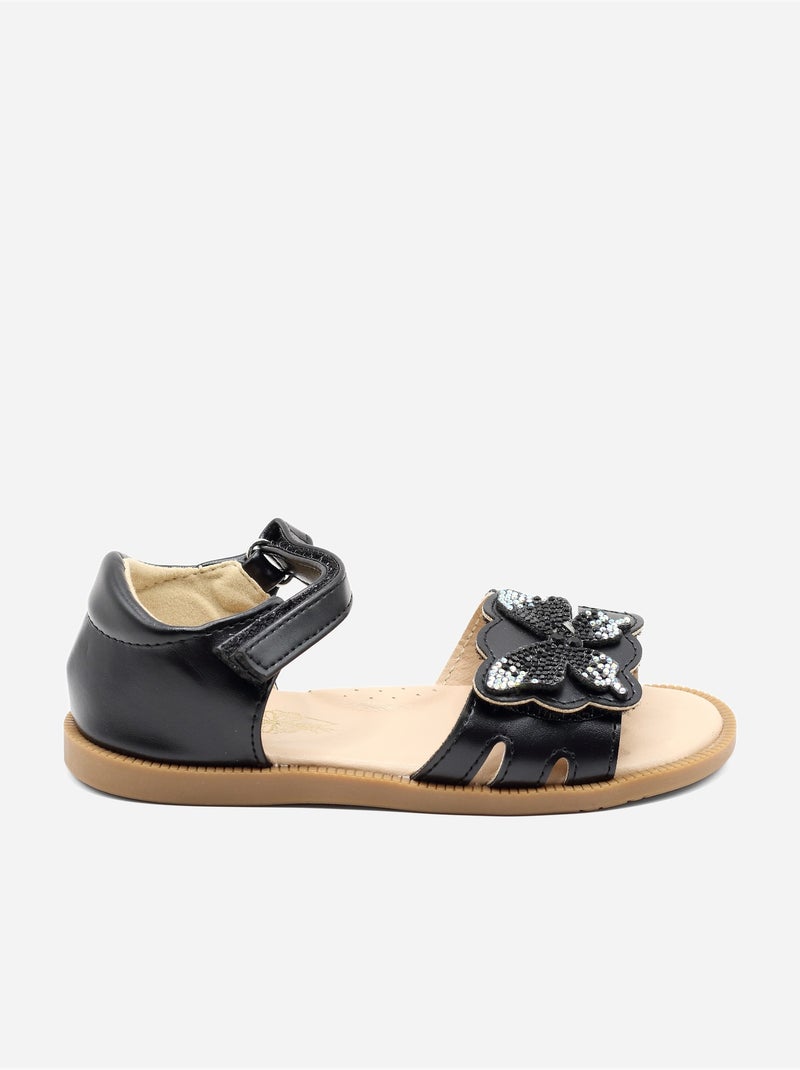 Sandalen met klittenband Zwart - Kiabi
