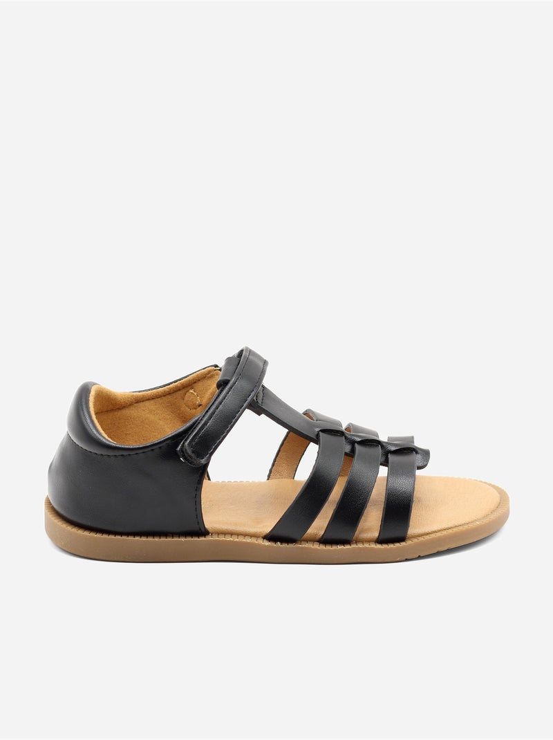 Sandalen met klittenband Zwart - Kiabi