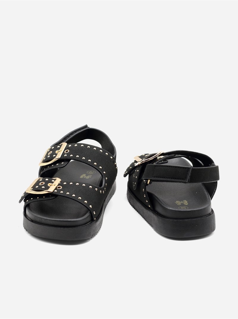 Sandalen met klittenband Zwart - Kiabi