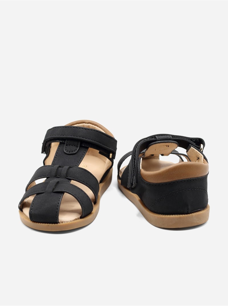 Sandalen met klittenband Zwart - Kiabi