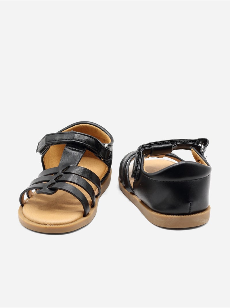 Sandalen met klittenband Zwart - Kiabi