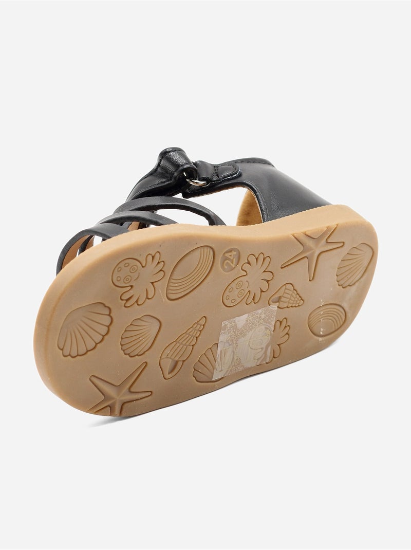 Sandalen met klittenband Zwart - Kiabi