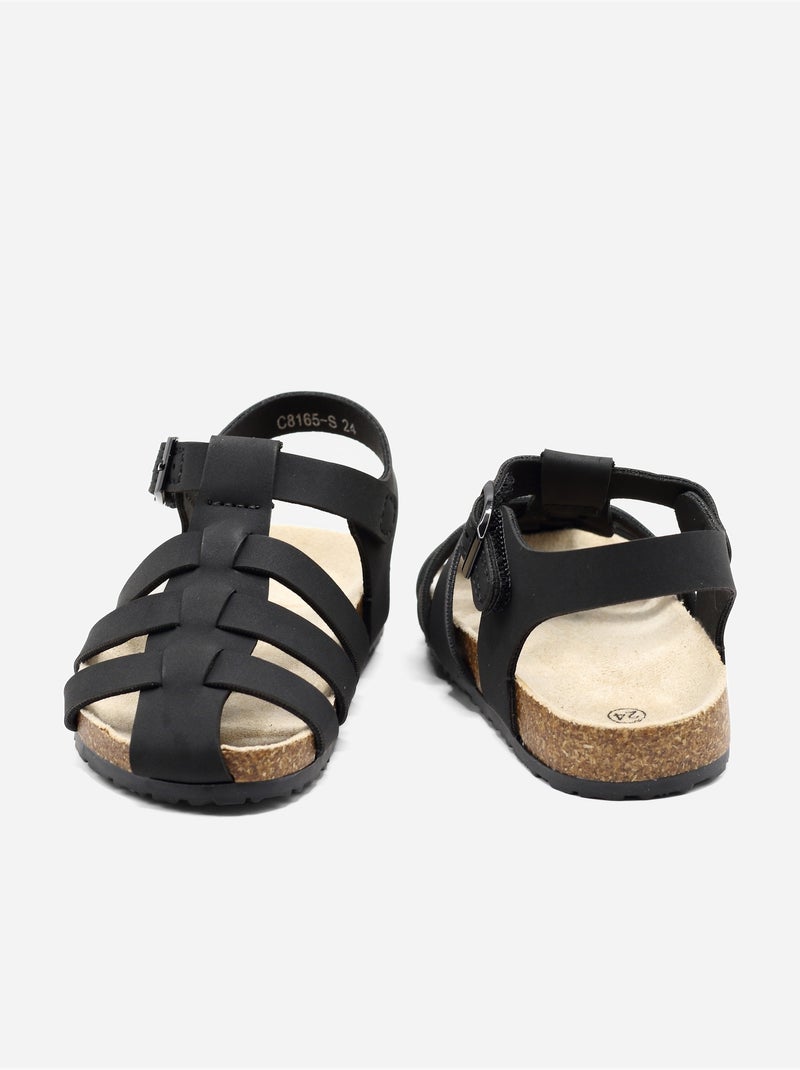 Sandalen met klittenband Zwart - Kiabi