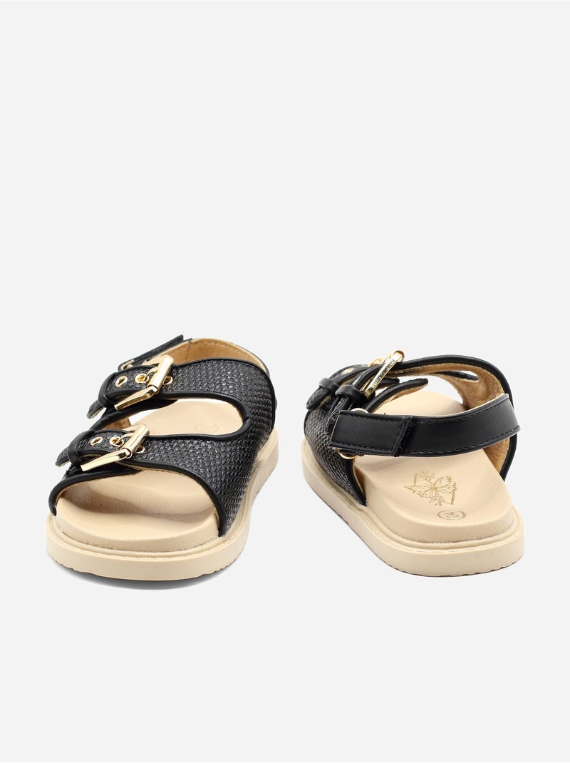 Sandalen met klittenband Zwart - Kiabi