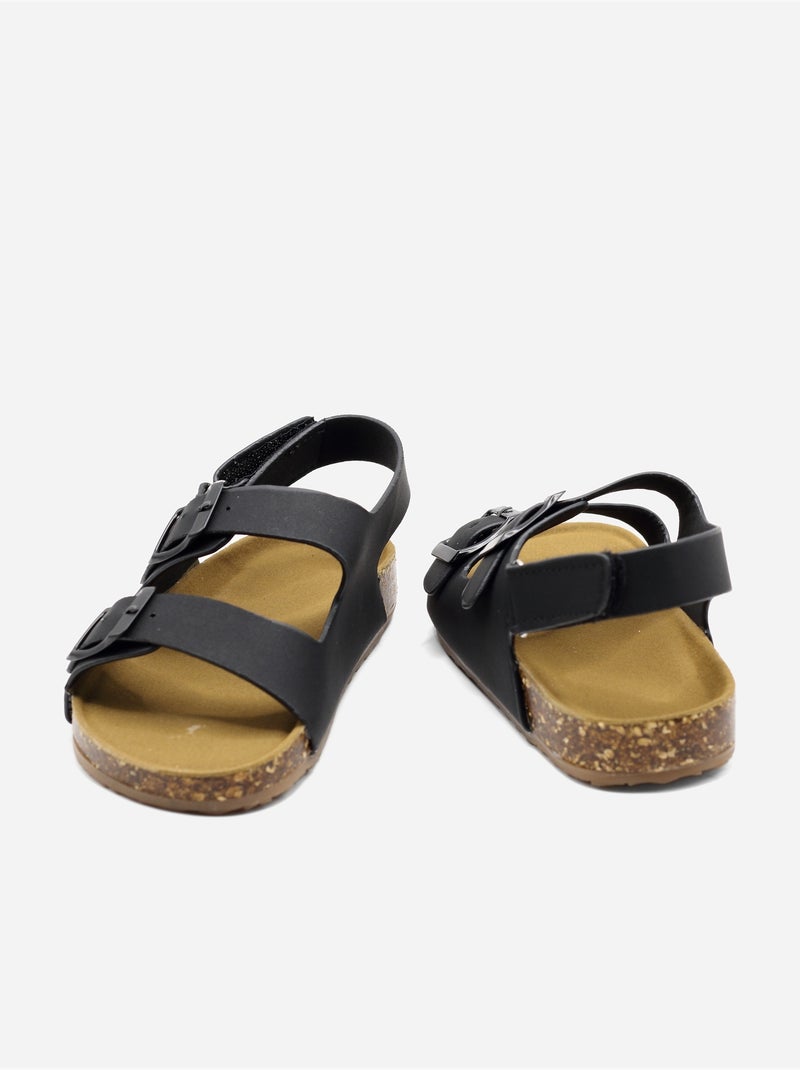 Sandalen met klittenband Zwart - Kiabi