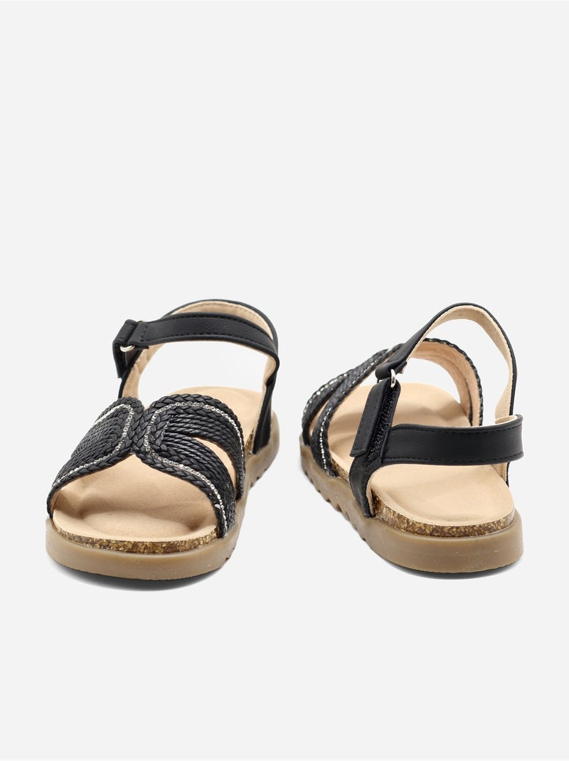 Sandalen met klittenband Zwart - Kiabi