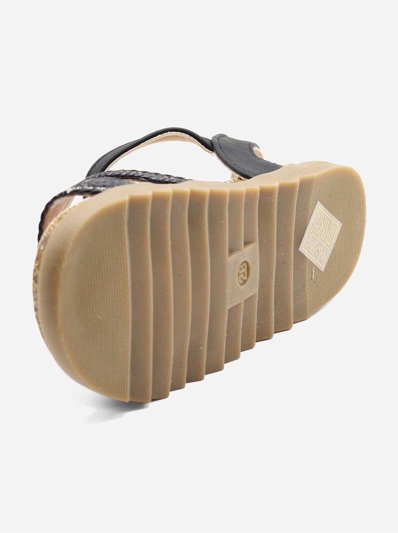 Sandalen met klittenband Zwart - Kiabi