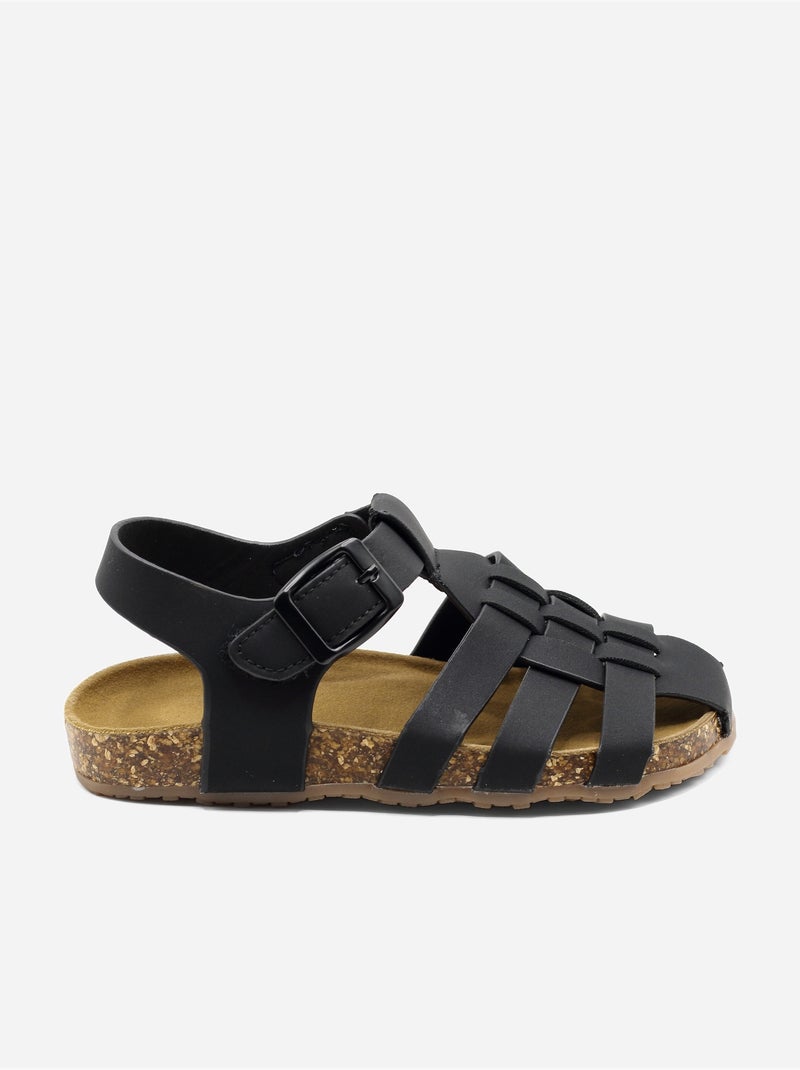 Sandalen met klittenband Zwart - Kiabi