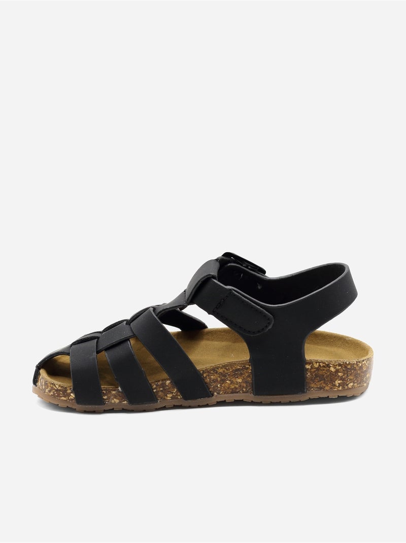Sandalen met klittenband Zwart - Kiabi