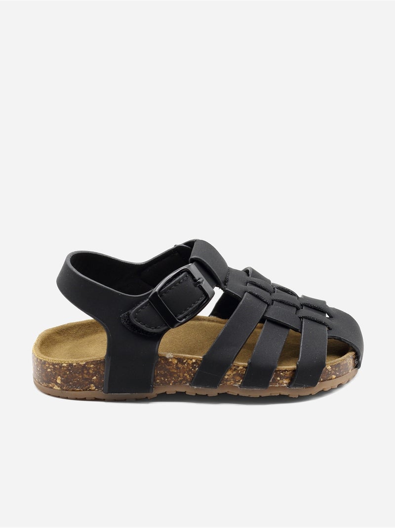 Sandalen met klittenband Zwart - Kiabi