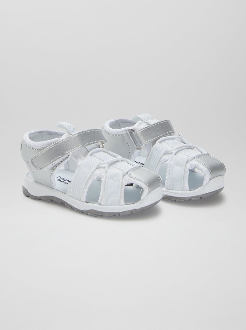 Sandalen met klittenbandsluiting WIT - Kiabi