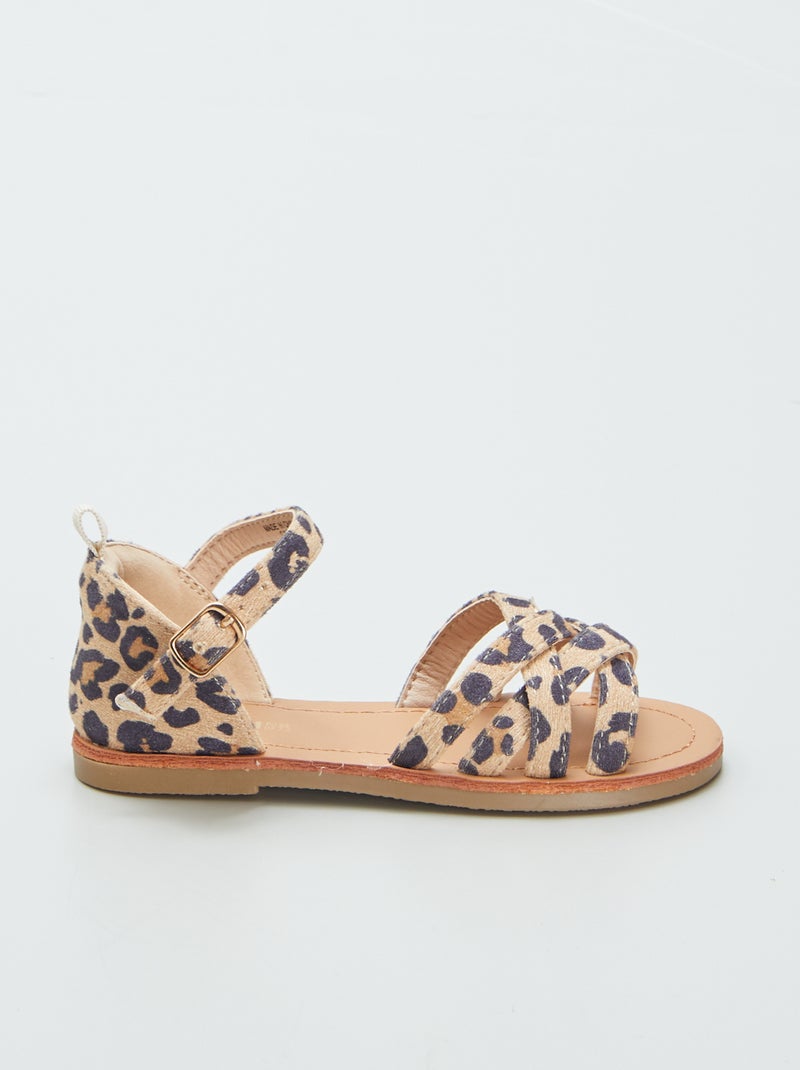 Sandalen met luipaardprint BRUIN - Kiabi