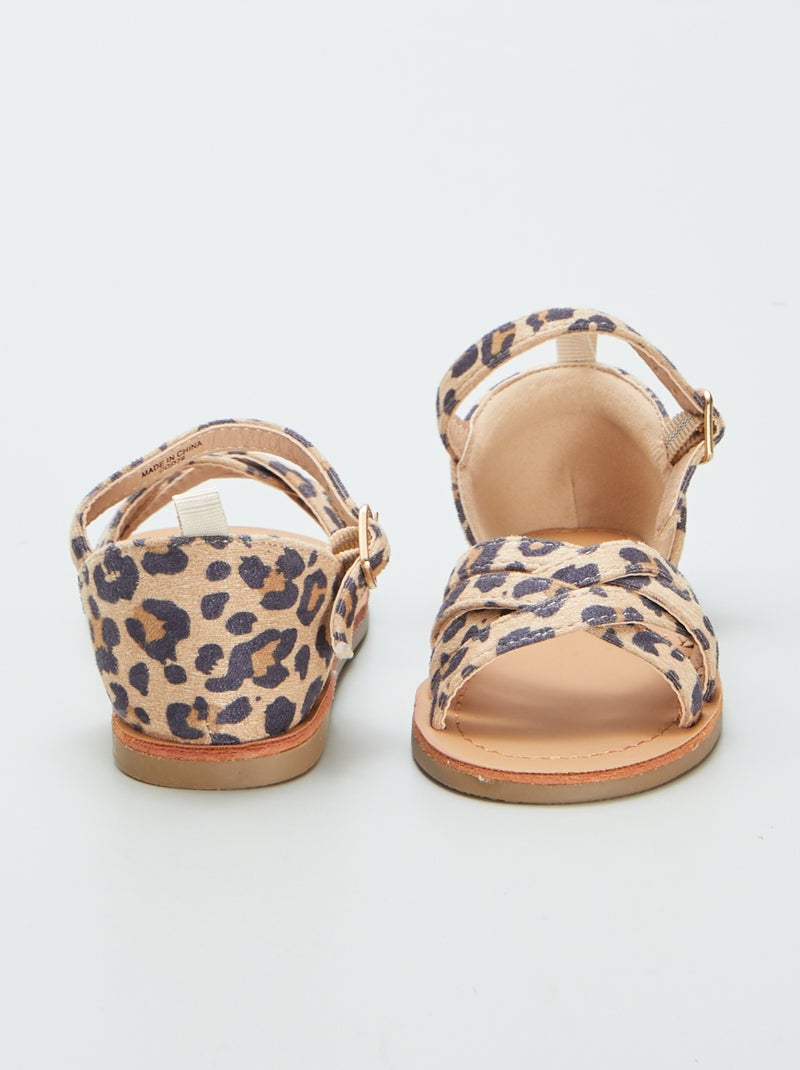 Sandalen met luipaardprint BRUIN - Kiabi