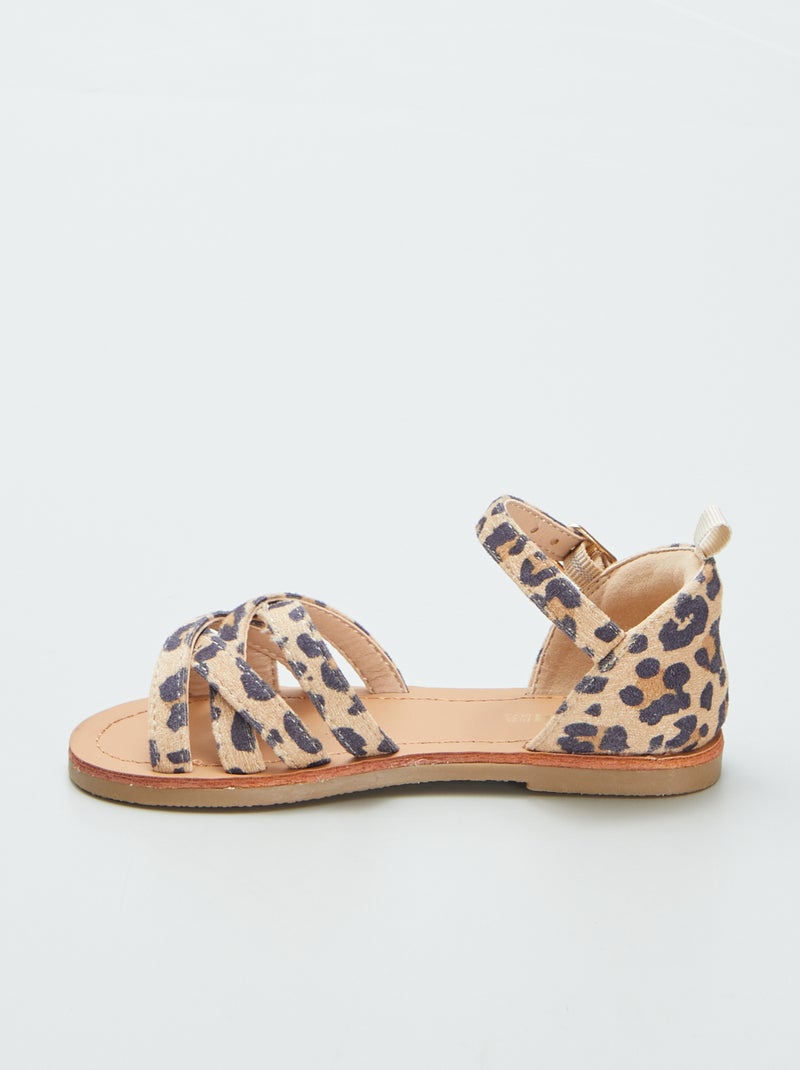 Sandalen met luipaardprint BRUIN - Kiabi
