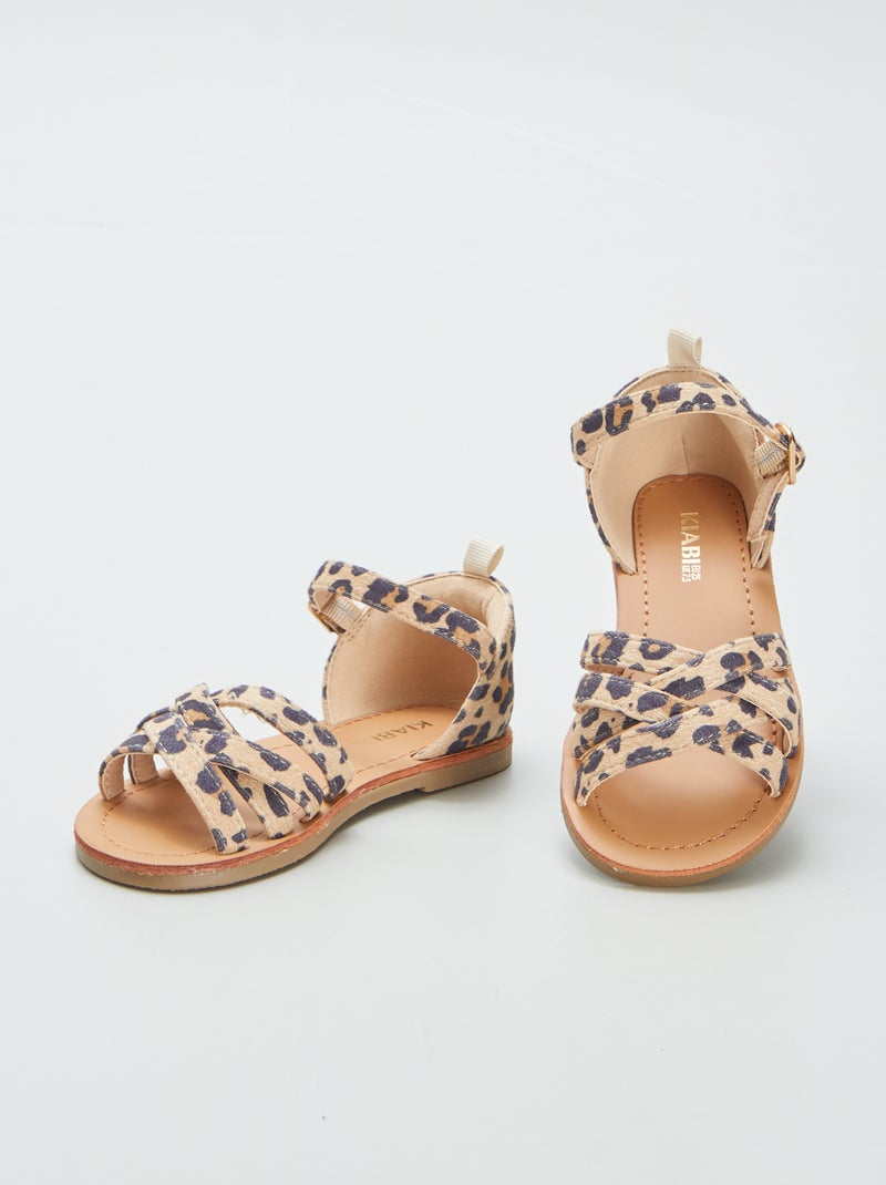 Sandalen met luipaardprint BRUIN - Kiabi