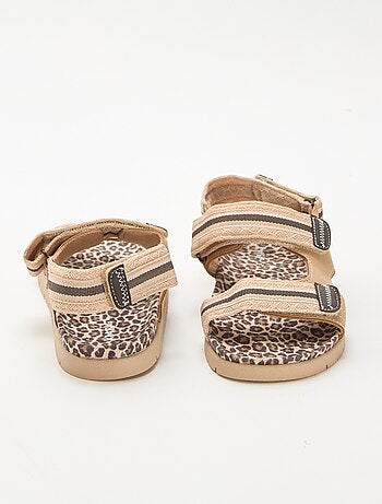 Sandalen met luipaardprint en klittenband