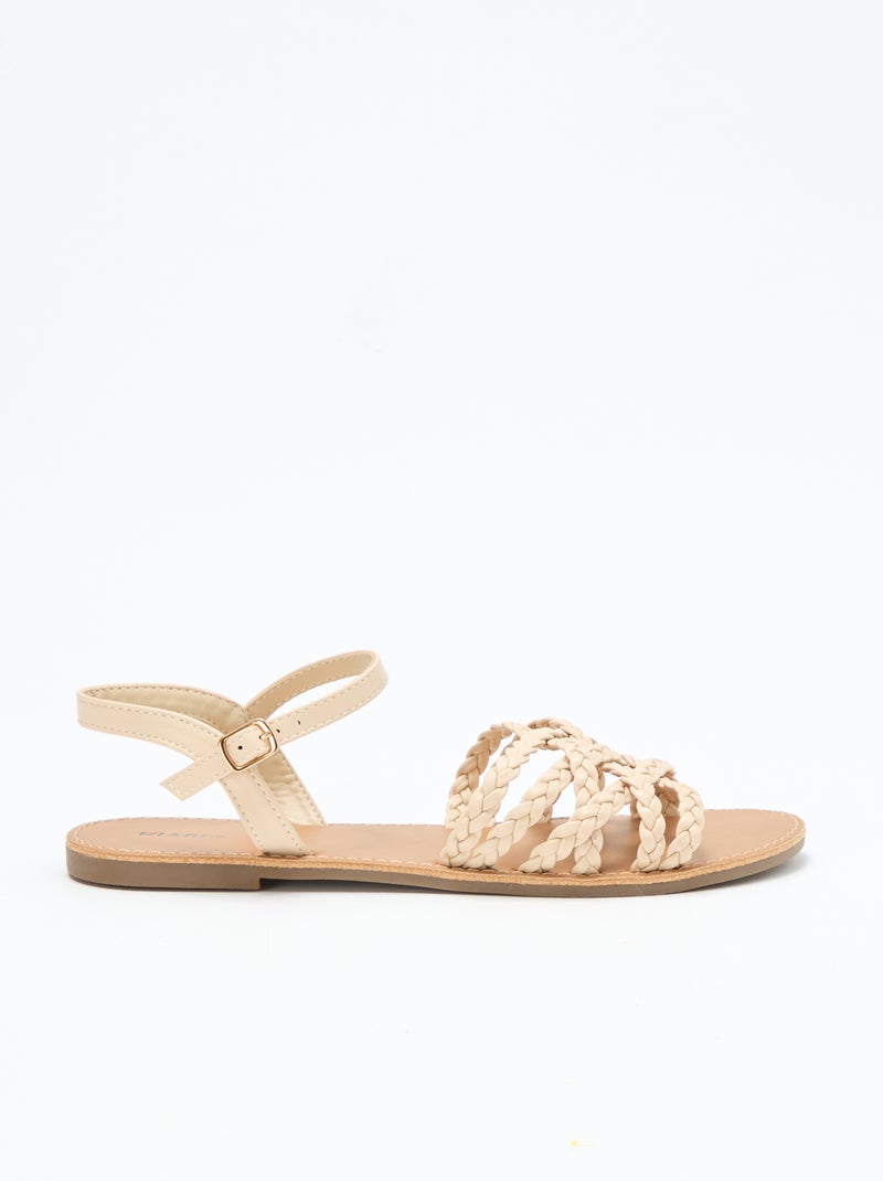 Sandalen met meerdere gevlochten bandjes Biege - Kiabi