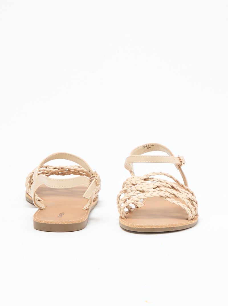 Sandalen met meerdere gevlochten bandjes Biege - Kiabi