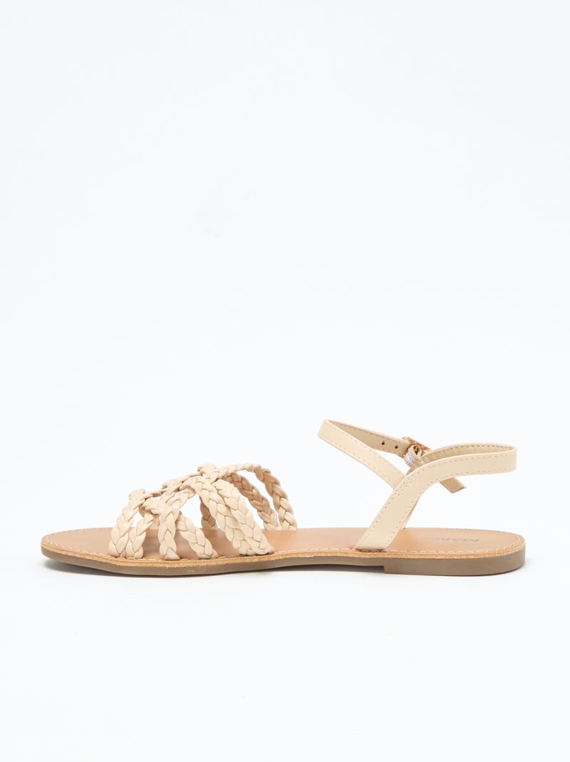 Sandalen met meerdere gevlochten bandjes Biege - Kiabi
