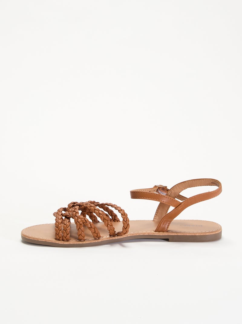 Sandalen met meerdere gevlochten bandjes Bruin - Kiabi
