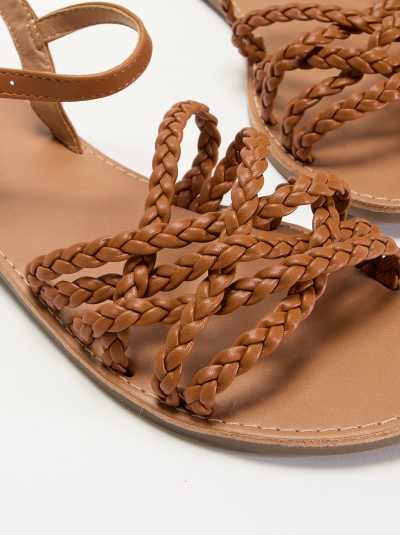 Sandalen met meerdere gevlochten bandjes Bruin - Kiabi