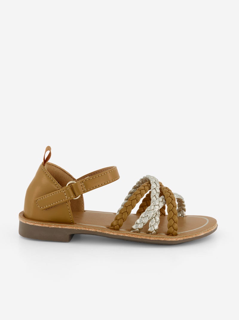 Sandalen met meerdere gevlochten bandjes Bruin - Kiabi