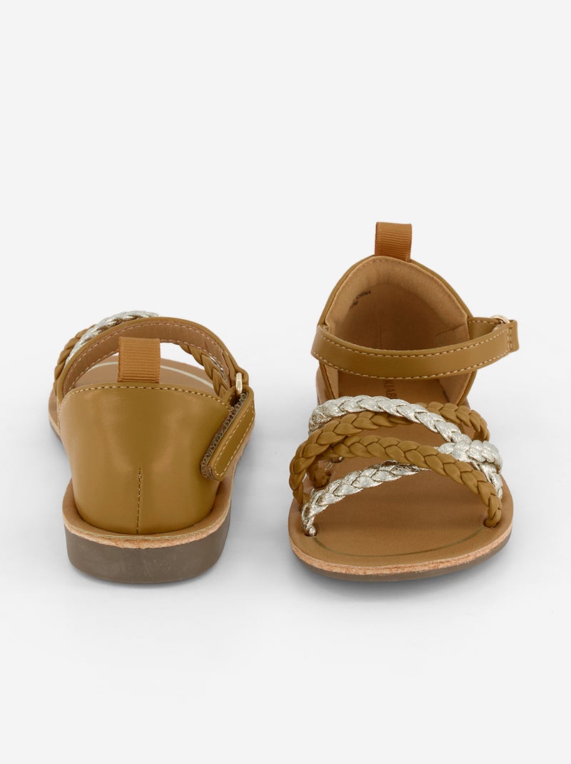Sandalen met meerdere gevlochten bandjes Bruin - Kiabi