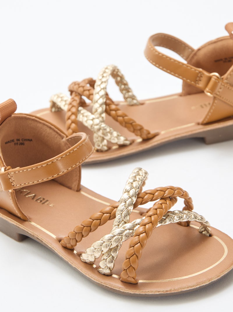Sandalen met meerdere gevlochten bandjes Bruin - Kiabi