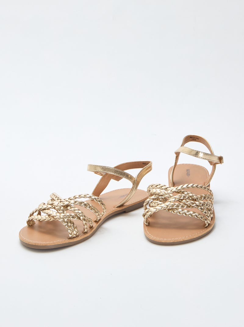 Sandalen met meerdere gevlochten bandjes Geel - Kiabi