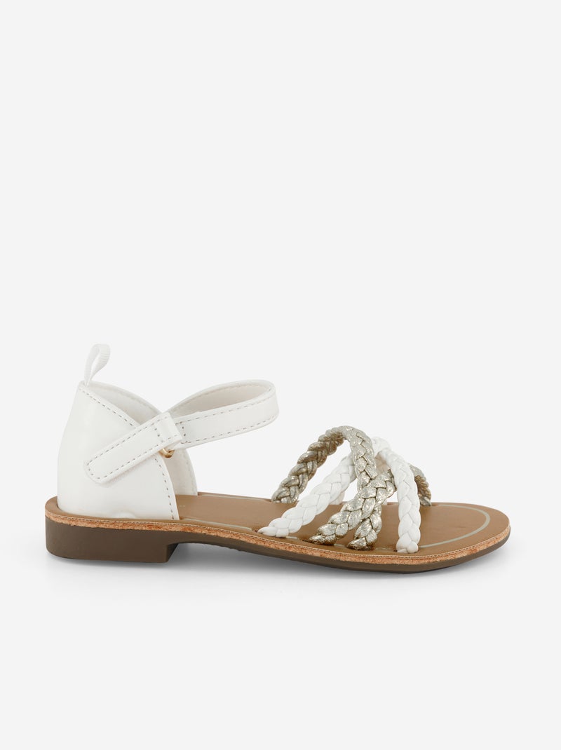Sandalen met meerdere gevlochten bandjes Wit - Kiabi
