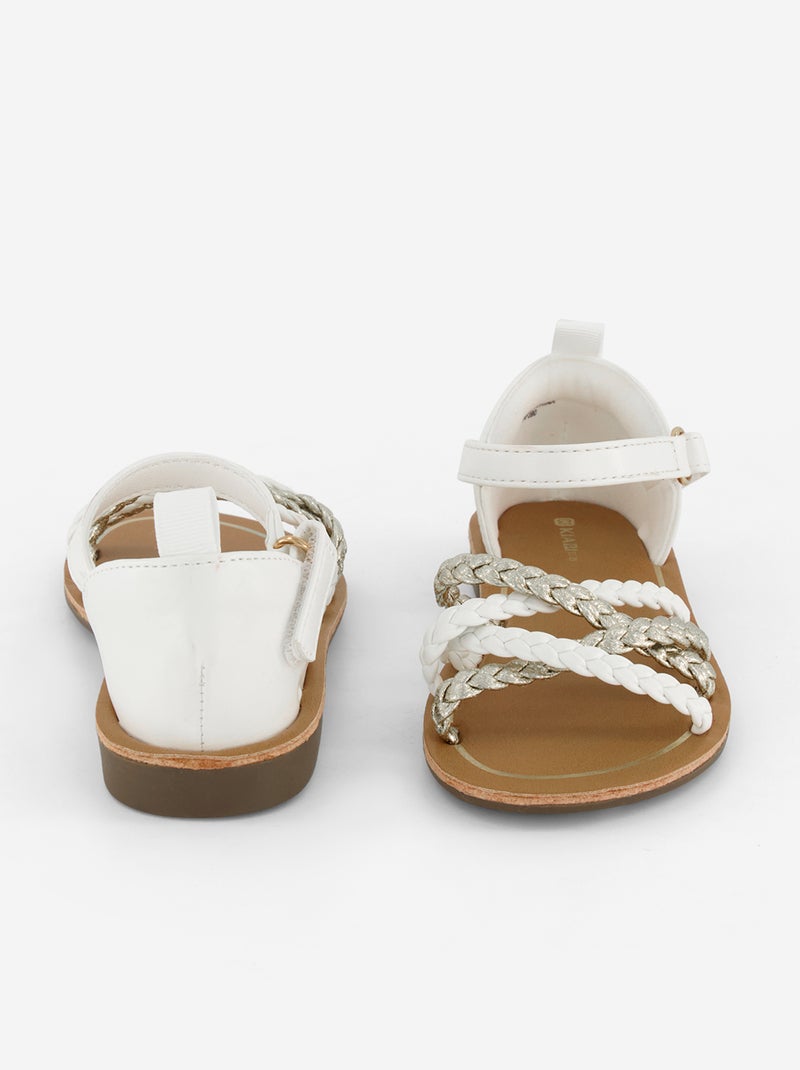 Sandalen met meerdere gevlochten bandjes Wit - Kiabi