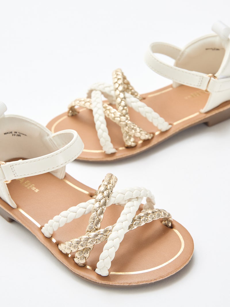 Sandalen met meerdere gevlochten bandjes Wit - Kiabi