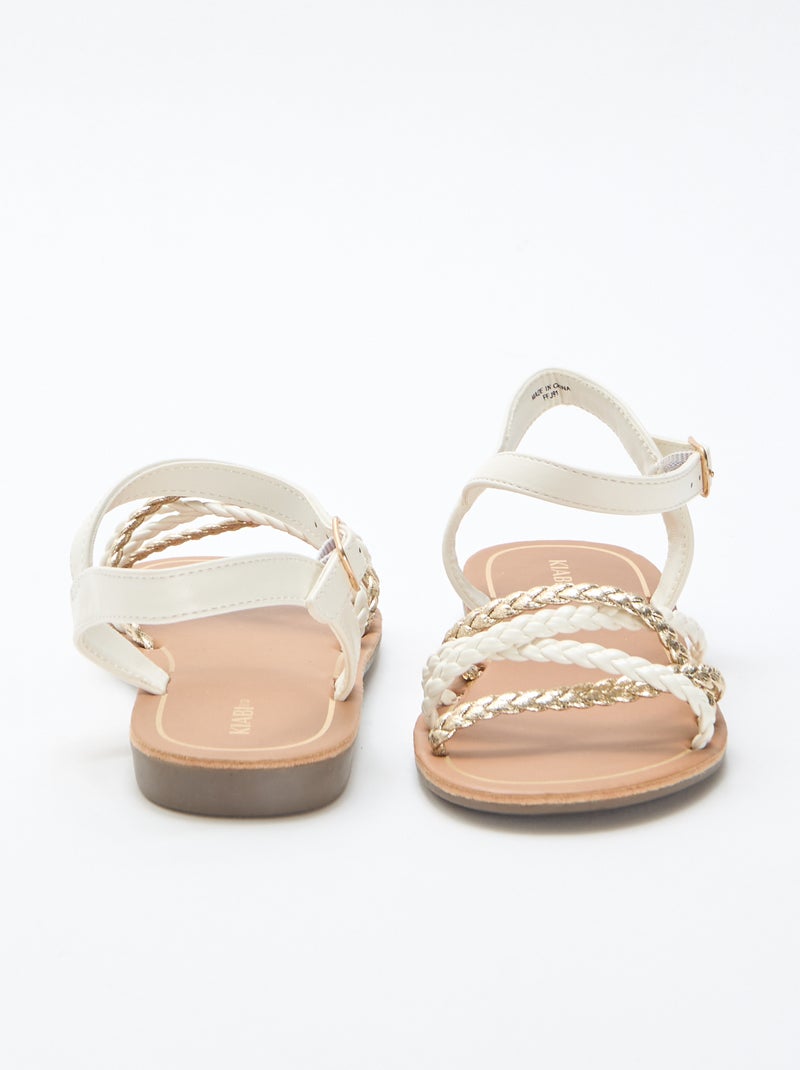 Sandalen met meerdere gevlochten bandjes Wit - Kiabi