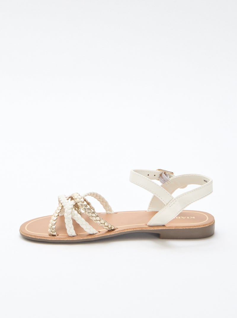 Sandalen met meerdere gevlochten bandjes Wit - Kiabi