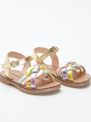 Sandalen met meerkleurige bandjes