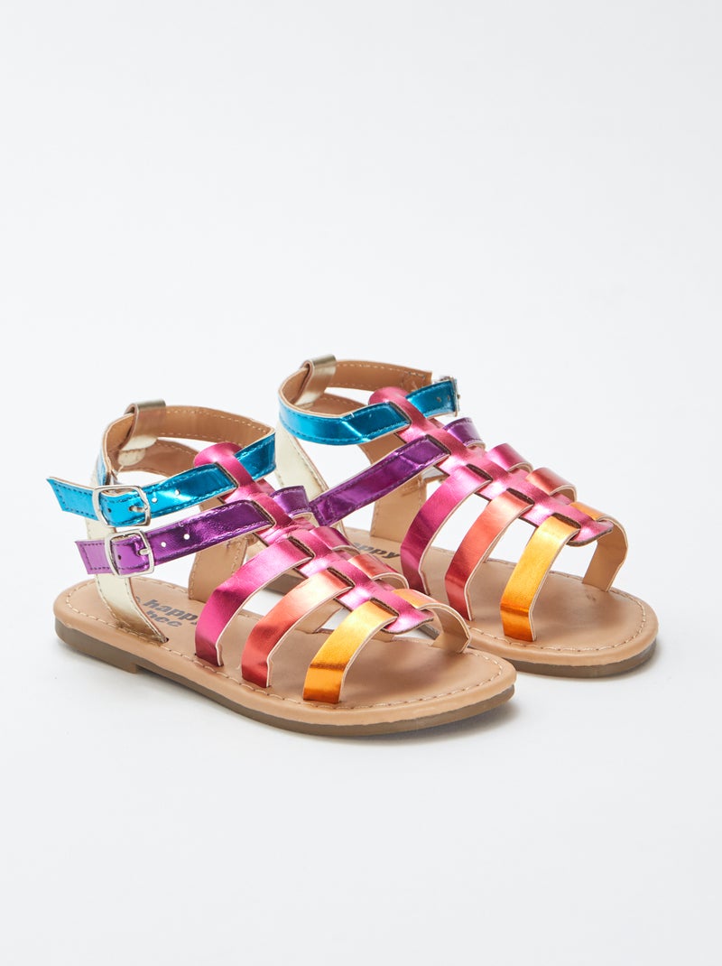 Sandalen met meerkleurige riempjes BIEGE - Kiabi