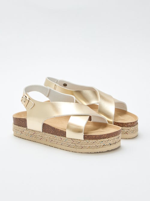 Sandalen met plateauzolen en gekruiste bandjes - Kiabi