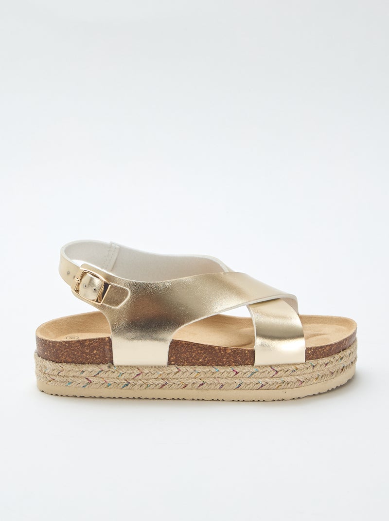 Sandalen met plateauzolen en gekruiste bandjes Geel - Kiabi