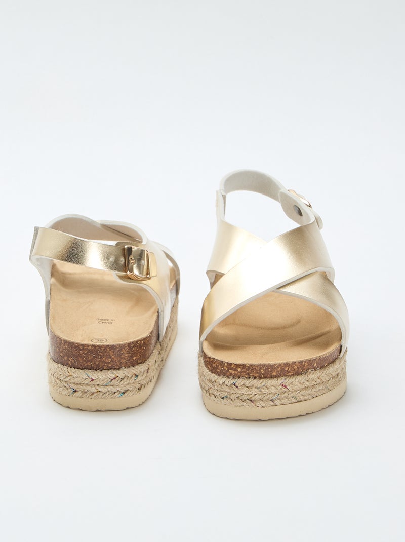 Sandalen met plateauzolen en gekruiste bandjes Geel - Kiabi