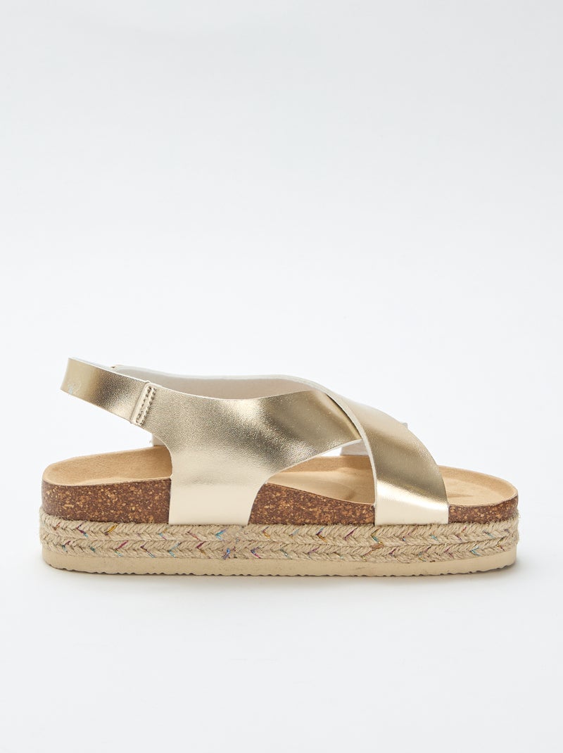 Sandalen met plateauzolen en gekruiste bandjes Geel - Kiabi