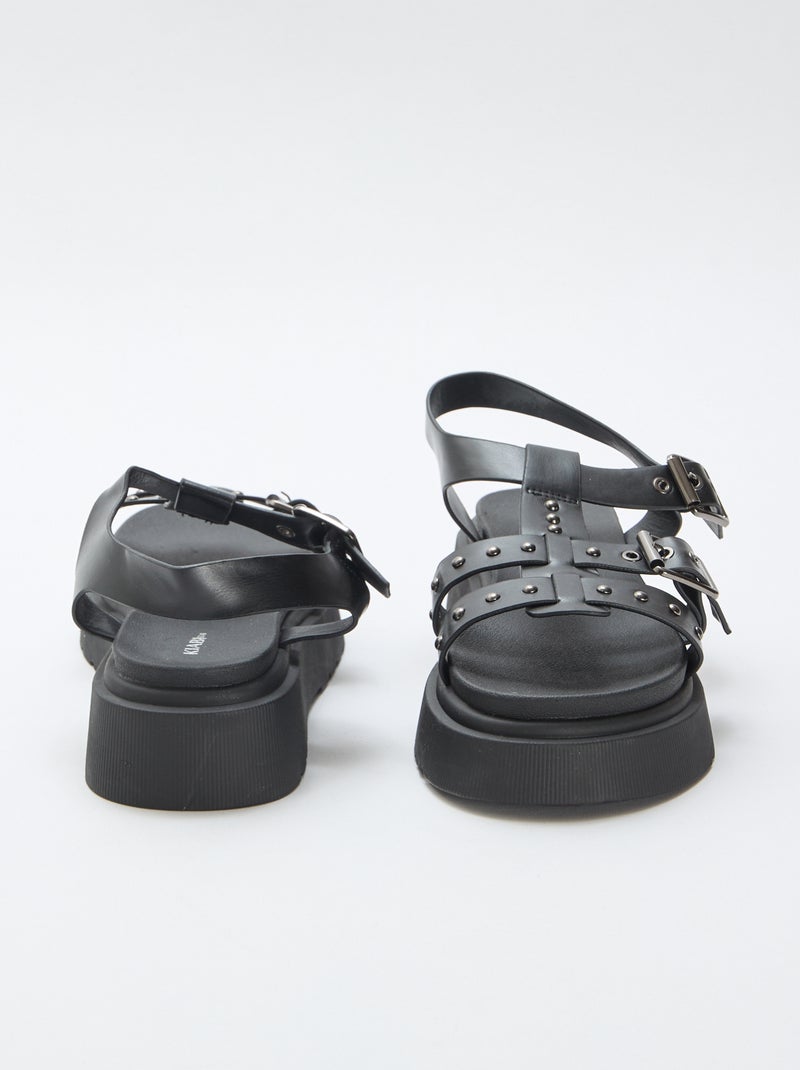 Sandalen met plateauzool Zwart - Kiabi
