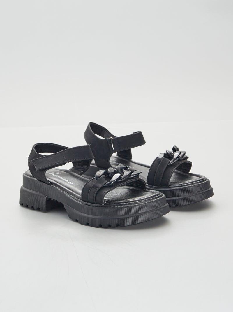 Sandalen met platformzool zwart - Kiabi