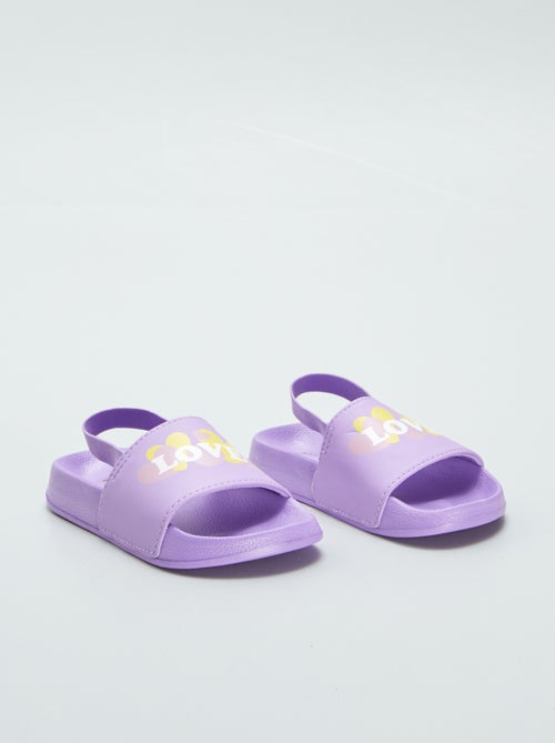 Sandalen met print en elastisch bandje - Kiabi