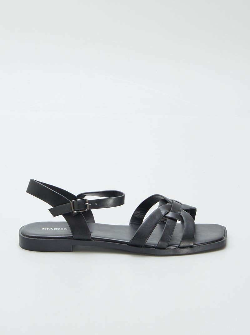 Sandalen met riempje en gesp ZWART - Kiabi