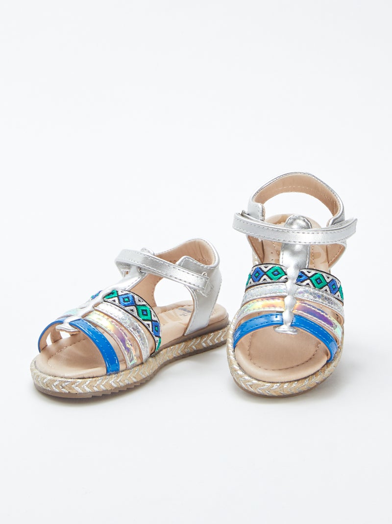 Sandalen met riempjes GRIJS - Kiabi