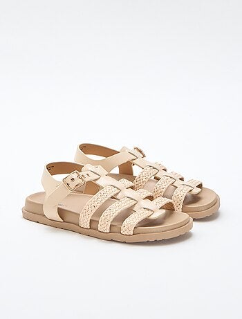 Sandalen met riempjes van stro