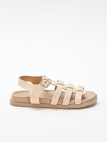 Sandalen met riempjes van stro