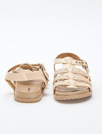 Sandalen met riempjes van stro