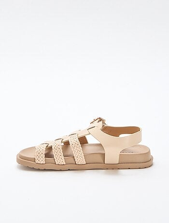 Sandalen met riempjes van stro